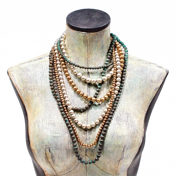 VTG 90's Large Metalized Acrylic Beaded Necklace - Picture 2 of 4